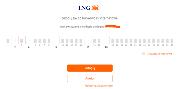 Logowanie do bankowości internetowej ING